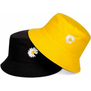 Megfordítható horgászkalap VÖDÖR SAPKA, fekete és sárga, poliészter és pamut, univerzális méret 55-59 cm