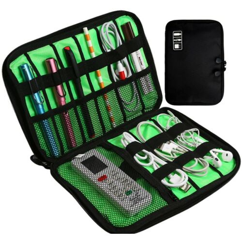 Utazásszervező kábelekhez és töltőhöz, fekete, poliészter Oxford 300D, 24x17x2,5 cm 114003695