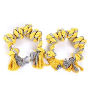 Pamutból készült húzókötél kutyáknak, 60 cm, szürke-mustár színű