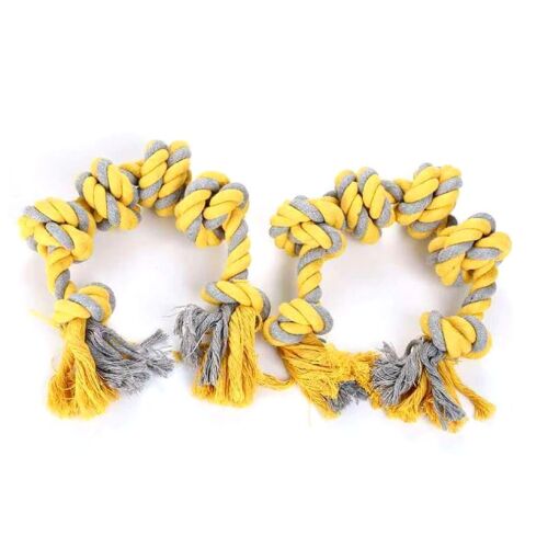 Pamutból készült húzókötél kutyáknak, 60 cm, szürke-mustár színű 121077318