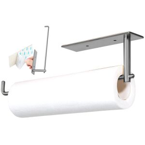 Tartó papírtörlőhöz és fóliához, ezüst, rozsdamentes acél, 33x8x6,2 cm