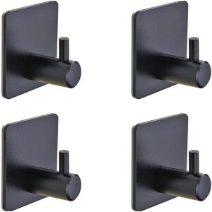 Loft öntapadó fali kampók, fekete matt színű, 4 db, mérete 4,5x4,5 cm