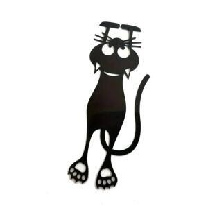 Könyvjelző fekete macska motívummal, műanyag, 12,3x4,8 cm