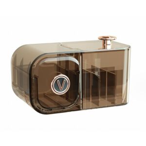 Elegáns kozmetikai rendszerező rekeszekkel CB36, Arany részletek, Összecsukható, Magas fényű, Műanyag