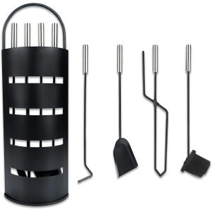 Állvány kandalló kiegészítőkhöz SAP07, fekete, acél szerkezet, 66x22x10 cm