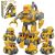 Set de construcție Robot Transformator DIY Vehicule de construcții Linomag, 5 în 1, galben, 133 piese, include: basculantă, betonieră, excavator, graifer forestier, burghiu, șurubelniță