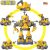 Set de construcție Robot Transformator DIY Vehicule de construcții Linomag, 5 în 1, galben, 133 piese, include: basculantă, betonieră, excavator, graifer forestier, burghiu, șurubelniță