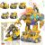 Set de construcție Robot Transformator DIY Vehicule de construcții Linomag, 5 în 1, galben, lumini și sunete, 133 piese, include: basculantă, betonieră, excavator, graifer forestier, burghiu, șurubelniță