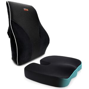 Set mit 2 orthopädischen Linomag®-Kissen, Sitzkissen und Lendenkissen, Memory-Schaum, tiefschwarz