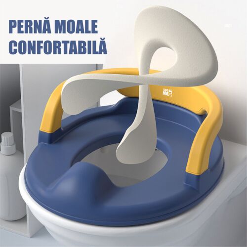 Linomag® Znížovač toaletného sedadla s rukoväťami, modrá a žltá, pohodlný a bezpečný pre malé deti