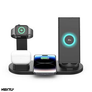 NEXTLY 6-в-1 Безжична станция за зареждане за iPhone, Apple Watch, AirPods, Samsung и други устройства с Qi - Технически статии и електроника