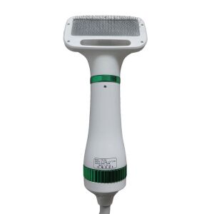 NEXTLY 2 in 1 Perie pentru animale de companie cu uscător, alb și verde, vedere din spate - Perie pentru animale, mașină de tuns, foarfece, mașină de tăiat gheare