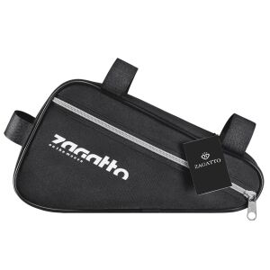 Háromszög alakú kerékpártáska, Zagatto, 3 rögzítő, fényvisszaverő cipzár, fekete 114009576 - Kerékpár kiegészítő