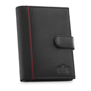 Portofel barbati, Zagatto®, ZG-N4L-F16, Fabriano, Piele naturala, 9.3x12.7x3 cm, Negru/Rosu 114009866 - Portofele pentru bărbați