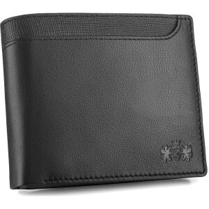 Portofel barbati, Zagatto®, ZG-N992-F13, FABRIANO, Piele naturala, 9.5x12.5x2 cm, Negru 114009881 - Portofele pentru bărbați