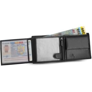 Portofel barbati, Zagatto®, ZG-N992-F2, FABRIANO, Piele naturala, 12.5x9.5x2 cm, Negru 114009890 - Portofele pentru bărbați