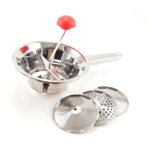 Mlynček na jedlo Milly 2 s 3 vymeniteľnými kotúčmi, nerezová oceľ, 20 cm - Ručné pasírovače