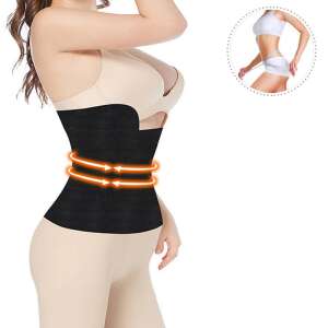 Fekete derékfűző nőknek, segít a derék formálásában és a testtartás javításában, latex és poliészter anyagból készült - Alakformáló fehérnemű