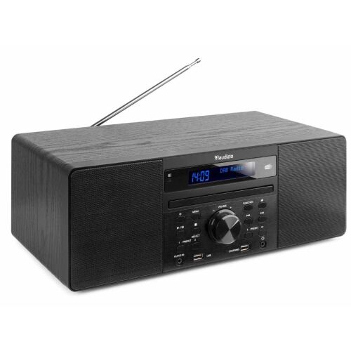 Audizio Prato FM Rádió ferde nézet - Fekete fa, CD, USB, Bluetooth - Audizio