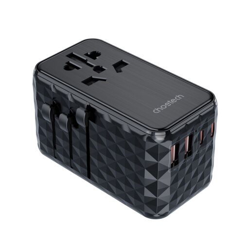 Choetech PD6028 EU / US / AUS / UK utazási adapter 2x USB-C 2x USB-A 100W - fekete 114023661