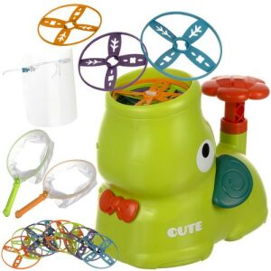 Jucărie Cute Flying Disc Launcher cu 8 discuri, 2 plase și ochelari de protecție - Jocuri de îndemânare în aer liber