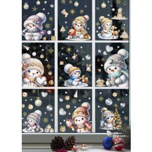 Karácsonyi sztatikus ablakmatrica, Vanco-Up - Cuki hóemberek 145485645 - Ablakmatrica