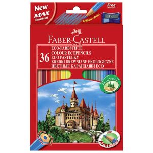 Creioane colorate eco Faber-Castell, 36 bucăți, creioane colorate ecologice cu ascuțitor gratuit - Faber-Castell Creioane colorate