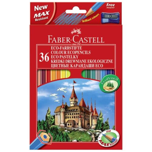 Faber-Castell Eco Colour Ecopencils, 36 darabos csomag, környezetbarát színes ceruzák ingyenes hegyezővel