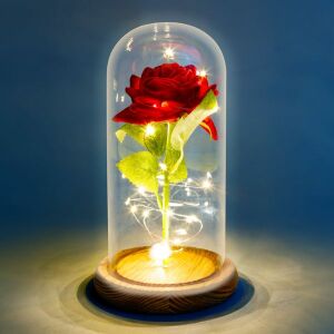 Örökrózsa LED-del sub cupolă de sticlă - Idee de cadou pentru Valentine's Day