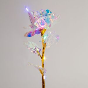 Trandafir artificial cu LED, trandafir cu luminițe, trandafir cu tulpină aurie, trandafir alb cu luminițe, cadou pentru ea, cadou romantic, cadou de Valentine's Day, cadou de aniversare, cadou de ziua de naștere - Idee de cadou pentru Valentine's Day