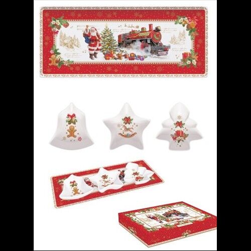 Porcelántálcán 3 karácsonyi porcelántálka 36x16cm, dobozban, Christmas Memories 114035784