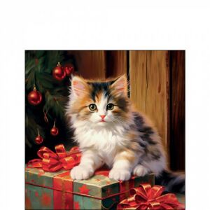 Ambiente Molly papírszalvéta karácsonyi cicás mintával, 25x25cm, 20 darabos - Ambiente