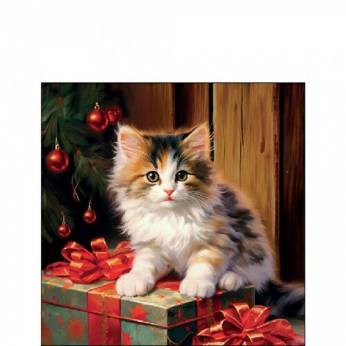 Ambiente Molly papírszalvéta karácsonyi cicás mintával, 25x25cm, 20 darabos