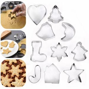 10 db-os karácsonyi sütemény kiszúró szett rozsdamentes acélból (BBKM)