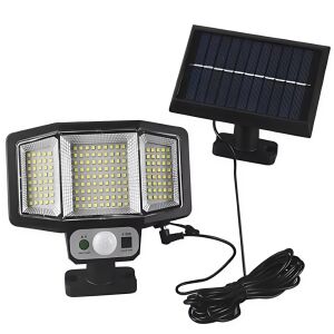 Napelemes, 161  LED-es mozgás- és fényérzékelős lámpa – 3 üzemmód, 2400mAh akkumulátor külön álló napelemmel (BBV)