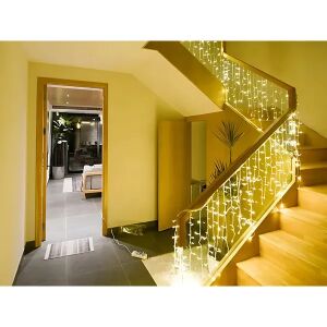 LED függöny fények, meleg fehér, 300 LED, USB-vel működő, beltéri használatra, lépcső díszítéséhez - Nonbrand Fényfüzér