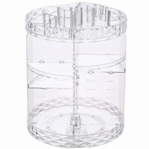 Forgatható sminkecset- és kozmetikaszervező, 4 polcos, átlátszó ABS 114085977 - Kozmetikai rendszerező