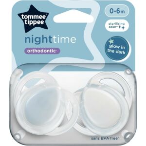 Tommee Tippee Night Time játszócumi 0-6 hó 2 db - fehér/szürke 114088957 - Tommee Tippee