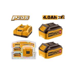 INGCO 20V 2x4.0Ah Akkumulátor és Töltő Szett - INGCO