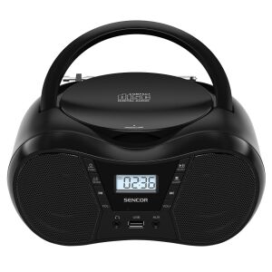 Vedere frontală a Sencor SPT 2300 Boombox Negru cu Bluetooth, CD, USB și AUX - Radiouri