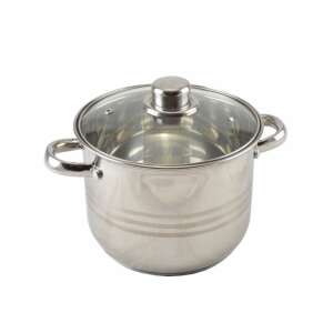 Stainless steel pot with glass lid, 18cm diameter, 3.5 liter capacity - Clay pot