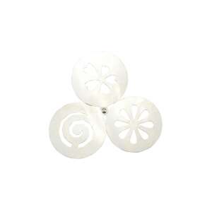 Šablóny na zdobenie cappuccina, 3-dielna sada, nerezová oceľ, vzory kvetov, špirály a srdca - Šablóny na zdobenie kávy