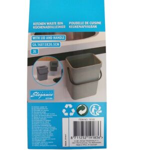 Konyhai szemetes műanyag 3 L-es (szürke színben)