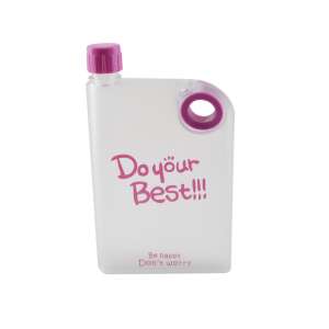 Plochá fľaša na vodu, 380 ml, bez BPA, s motivačným citátom 'Do your best!' - Preprava jedla a nápojov