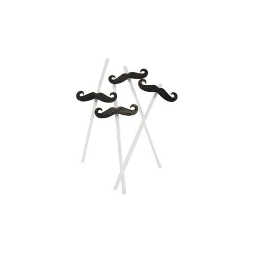 4 db fekete bajusz szívószál szett