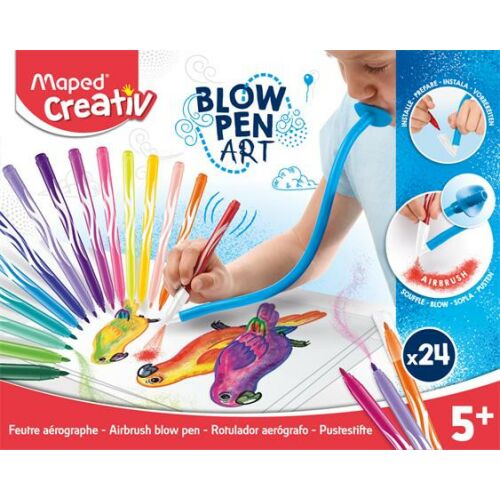 Maped Creativ Blow Pen Art szett gyerekeknek, 24 szín, airbrush hatás - Maped