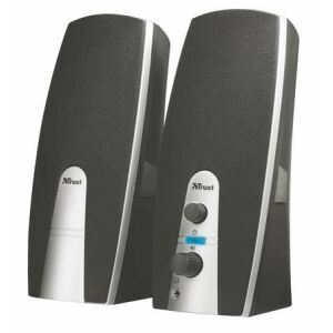 Trust MiLa 2.0 Sztereó Hangszórók, 10W, fekete és ezüst, közeli nézet - PC hangszóró