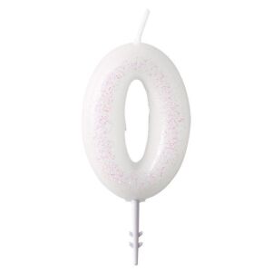 Fehér White csillámos gyertya 0-ás 6,5 cm