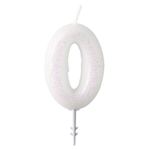 Fehér White csillámos gyertya 0-ás 6,5 cm 122896760