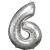 Ezüst Silver óriás szám fólia lufi 6-os, 86x58 cm 138011001